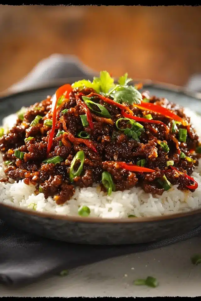Beef Chilli Rice Crispy Chilli Beef Rice - Flavor Smile
