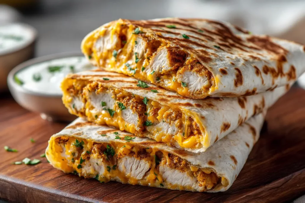Loaded Cheddar Chicken Garlic Parmesan Wraps - Flavor Smile